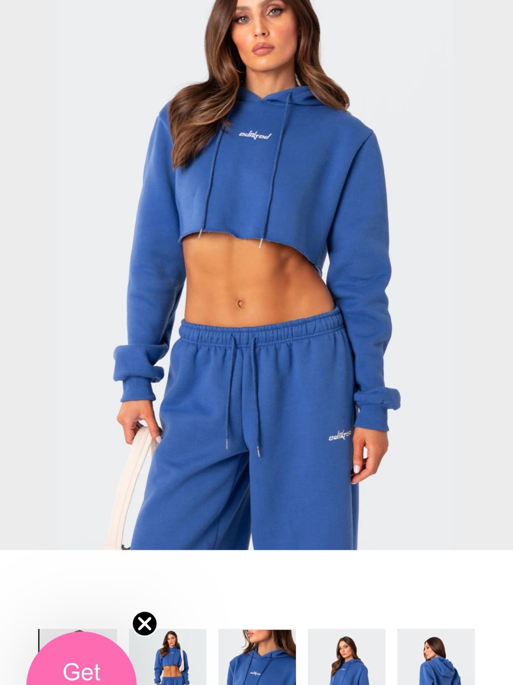 Edikted Cropped Hoodie in Blue- Currently on website!